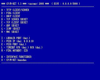 CPMNET 1.3 / Menü 1