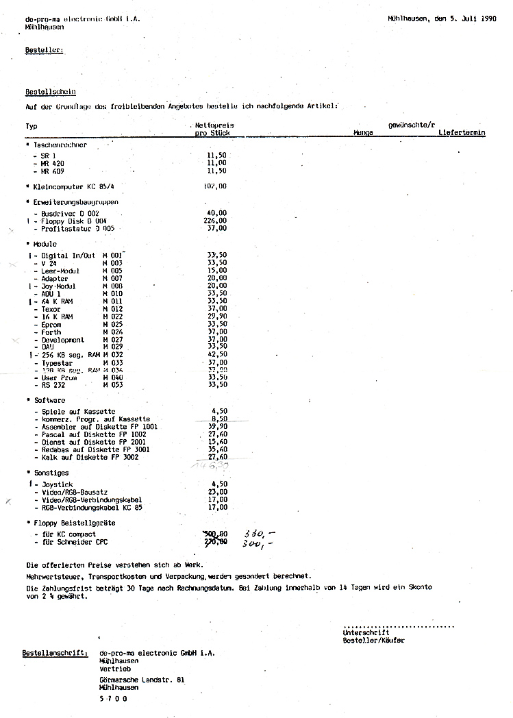 deproma Preisliste 0790