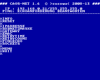 CAOSNET 1.5 TCPIP Menü