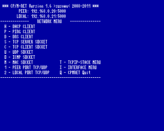 CPMNET 1.6 NW Menü