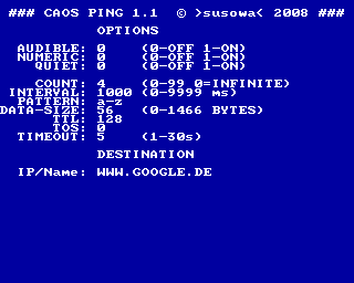 CAOS PING Parameter CAOS PING Parameter