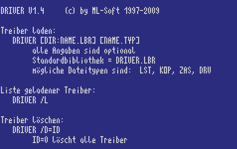 DRIVER 1.4 Hilfeseite