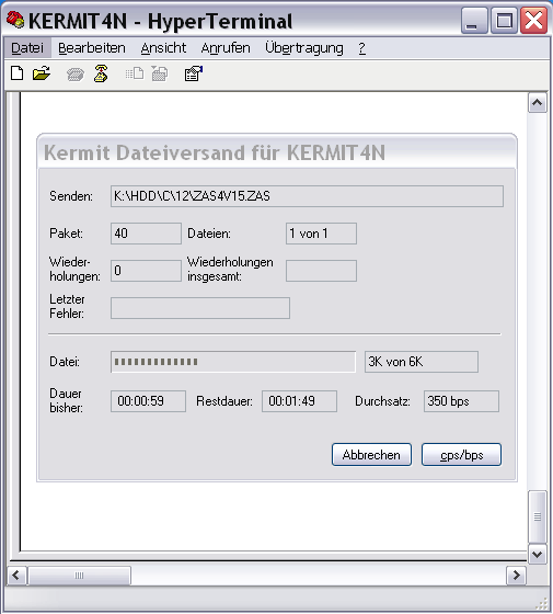 HyperTerminal Senden